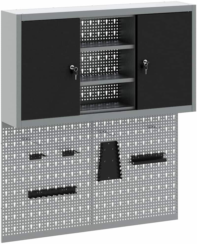 vidaXL Ensemble d'armoires à outils avec étagère 3 pièces Noir