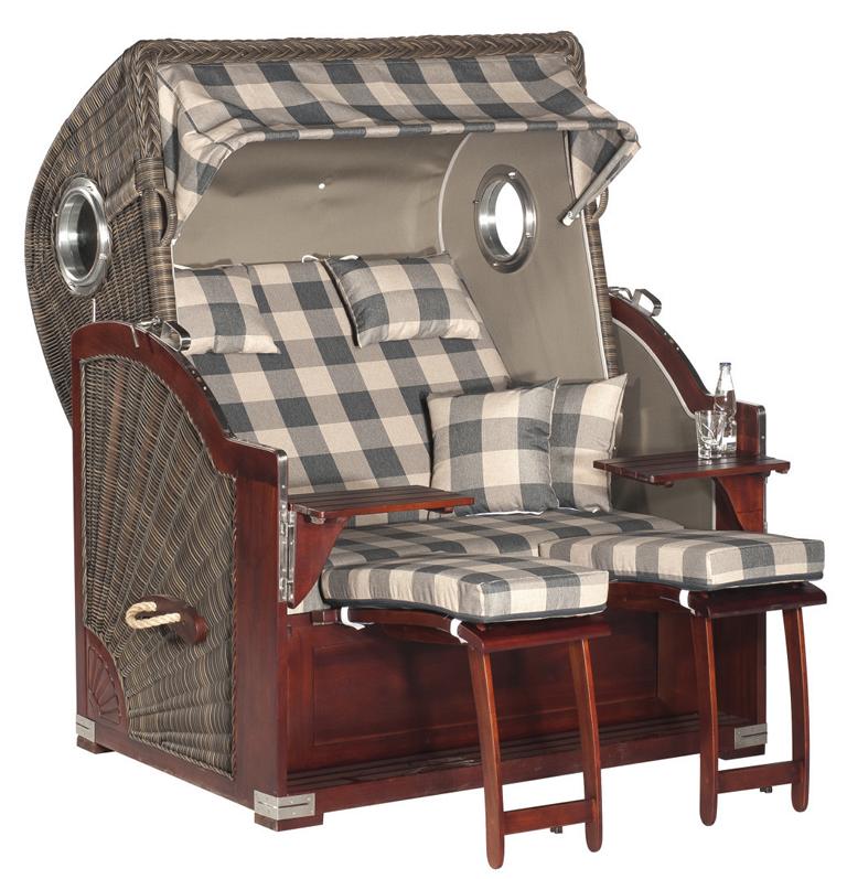 MUESING Strandkorb ''Rustikal 500 Plus Comfort'', Bullaugen, Mahagoni 16884468