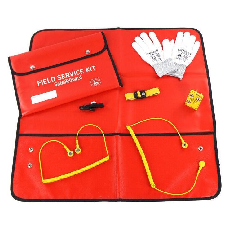 Safeguard ESD-Service Kit SWISS, Handschuhe, isolierte Krokoklemme, rot (Statikschutz) (SG-SKIT-RO-HS-KR-CH)