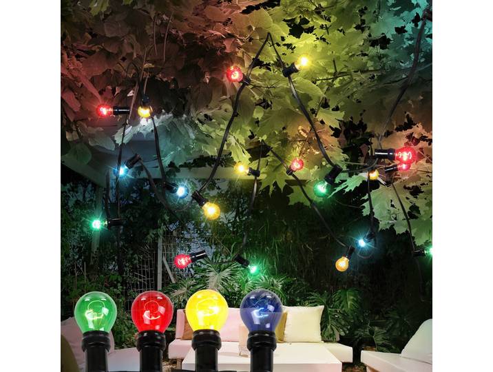 Globo Lichterkette Nirvana,10-flammig, bunt, Kunststoff, IP44 Nirvana, schwarz, Kunststoff