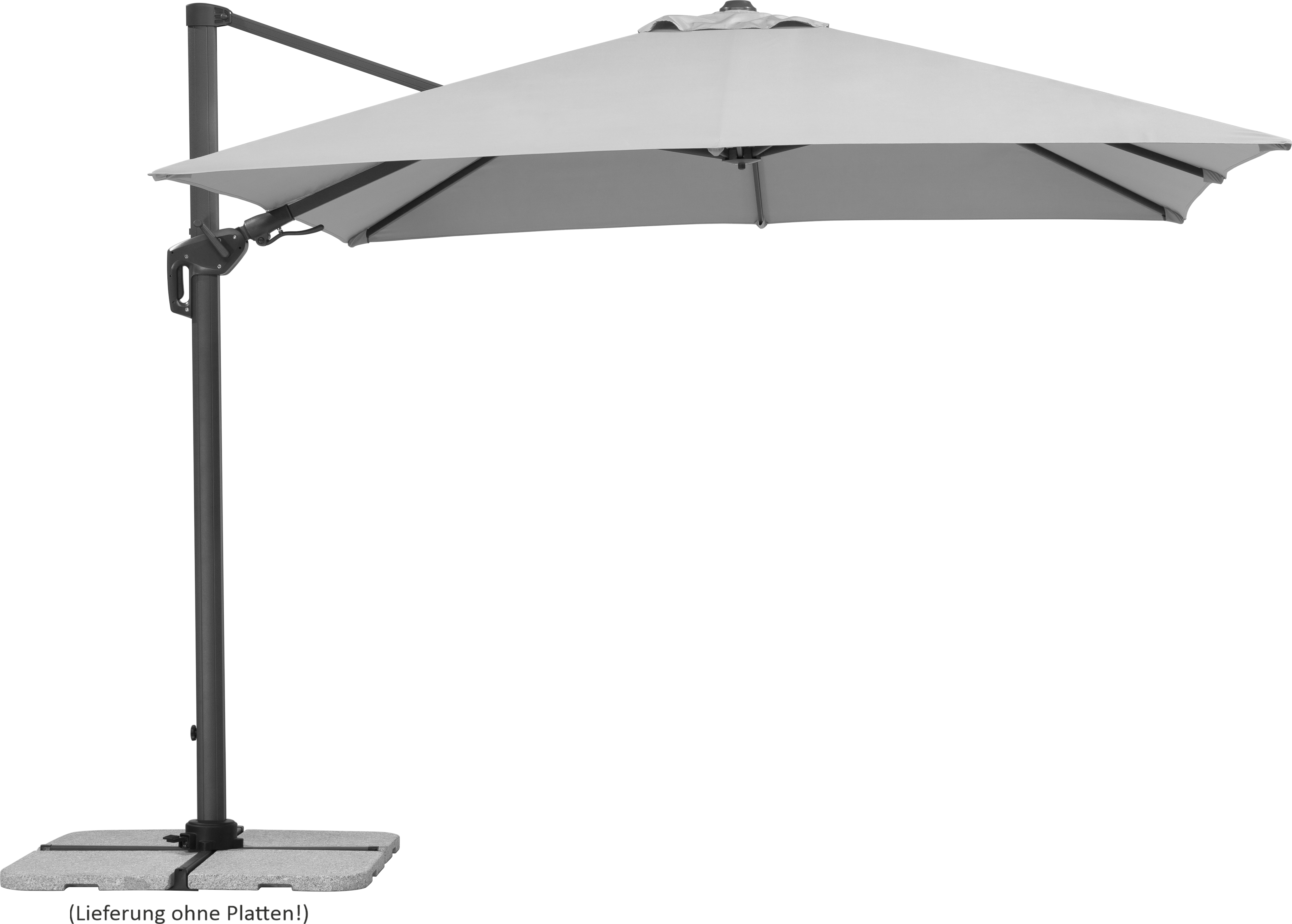 Schneider Sonnenschirm RHODOS TWIST, Silbergrau, ca. 300 x 300 cm, quadratisch