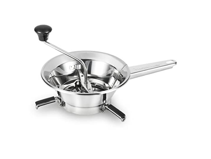 Moulinex - Moulin à Légumes N°2 - Fabriqué en France - 24 cm - Inox Moulin a legumes manuel pour préparer purées - Soupes et coulis - Corps et grilles inox - 2 grilles interchangeables incluses
