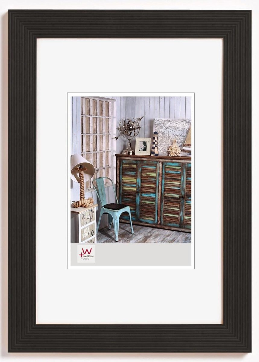 Houten Fotolijst Mat Zwart - Fotokader Decoratie - 15 x 20 cm - Zwart