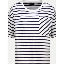 Gestreiftes T-Shirt mit Brusttasche Weiß 36