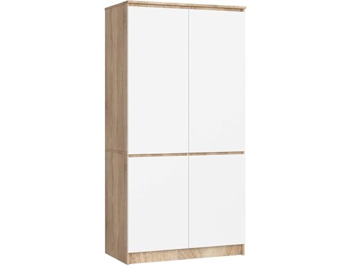 AKORD Schrankaufsatz S90 90 cm Kleiderschrank mit 4 Türen Garderobenerweiterung Erweiterung für einen Kleiderschrank B90 x H180 x T51 cm Gewicht 66,6 kg Sonoma Eiche/Weiß
