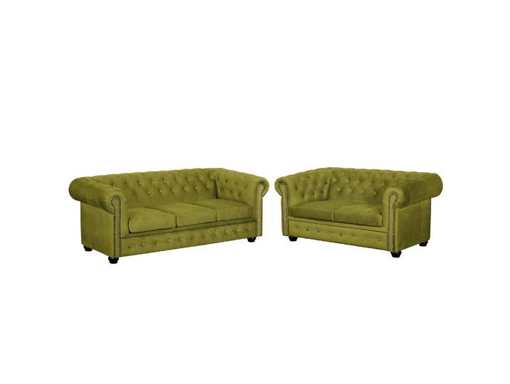 Polstergarnitur II 3-2 Grün/Pistaziengrün Webstoff Glamour