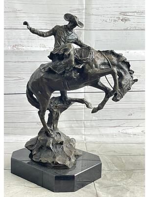 Bronzhaus Bronco Buster Bronze Sculpture 100 Percent Real Bronze Western Art Figurine Remington