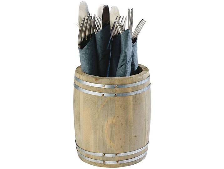 Utensilienhalter Paderno H 14 cm - Farbe: Silber/Braun - Material: Holz - Utensilienhalter