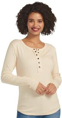 Masseys Ribbed Henley (Size 2X) Ivory, Cotton,Spandex