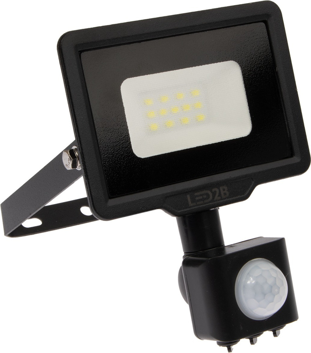 KOBI LED-schijnwerper 10W met bewegingssensor, 800lm, 6000K, IP44, zwart, model LED2B MHC