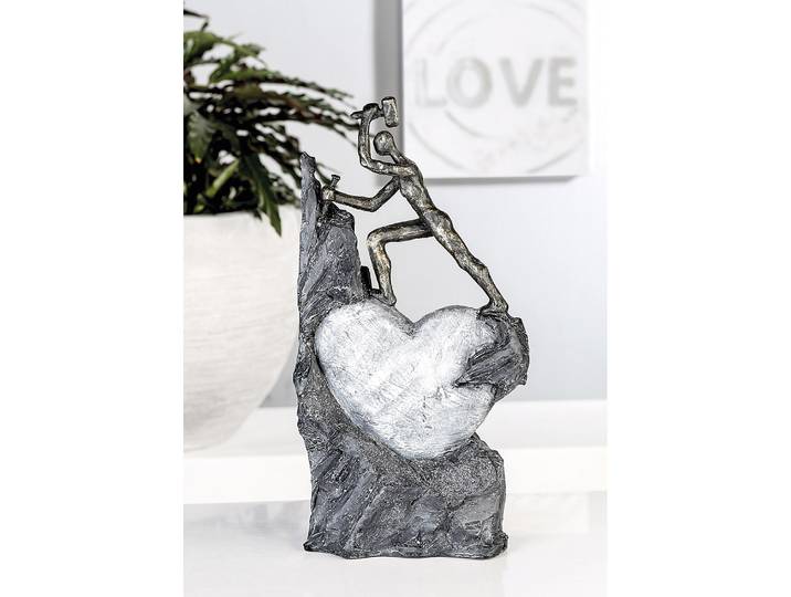 Skulptur Heart 19 x 37 x 9cm Grau