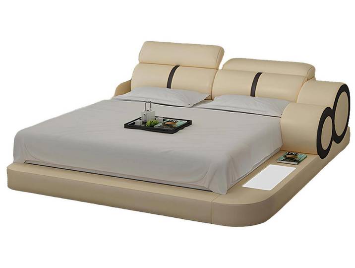 JVmoebel, Wasserbett Lederbett LB8816 mit Wasserbett-System und elegantem Design