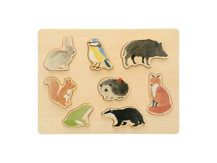 Puzzel, hout, bosdieren figuren