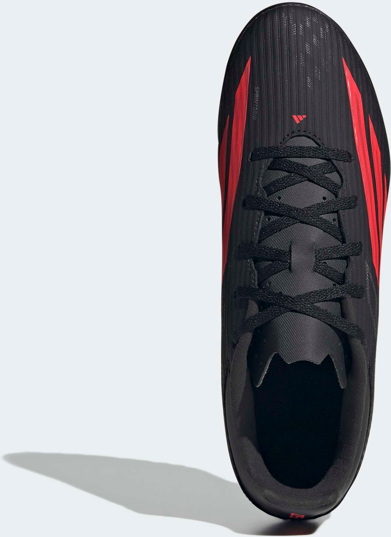 Fussballschuh ADIDAS PERFORMANCE "F50 CLUB, ROLLRASEN", Gr. 44, schwarz (core schwarz, lucid rot, core schwarz), Synthetik, Textil, Schuhe Fussballschuh, für kurzen Kunstrasen, Hart- und Aschenplätze core schwarz, lucid rot, core schwarz 44