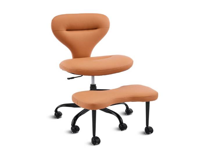 Odikalo Polsterstuhl Bürostuhl Relaxsessel Loungesessel Stoff mit Stille Räder Rückenlehne (Meditationsstuhl mit leisen Rollen, Yoga, breiterer Rückenlehnenstütze und Aufbewahrungstaschen-Design)