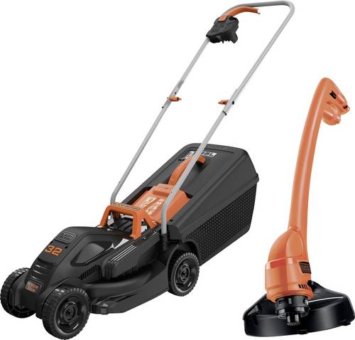 Black & Decker Elektro Rasenmäher, Rasentrimmer Set inkl. Rasentrimmer 1000 W/250W Schnittbreite (max.) 32cm