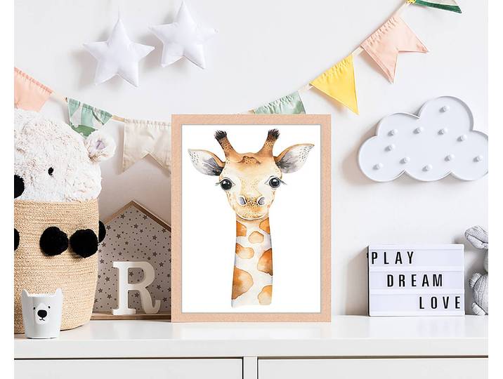 Tableau déco The Giraffe 33 x 43cm Multicolore