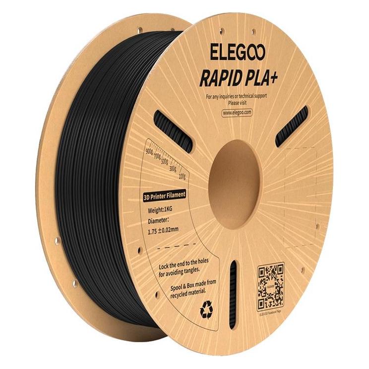 Elegoo Filament Rapid PLA+ (Black) (PLA, 1000 g, 1.75 mm) (1715849699)