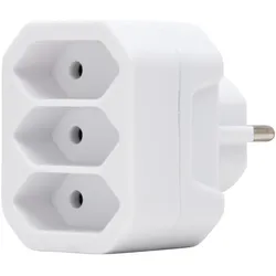 Kopp 471302003 Adapter, 3-fach: Anschluss für 3 Euro-Stecker (3x 2, 5A), erhöhter Berührungsschutz, Farbe: arktisweiß  - 10 Stück