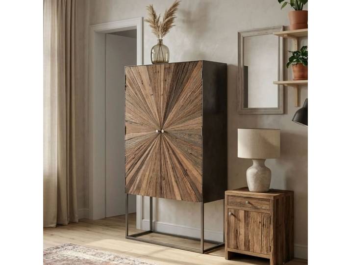 Armoire bar en bois et pieds métal