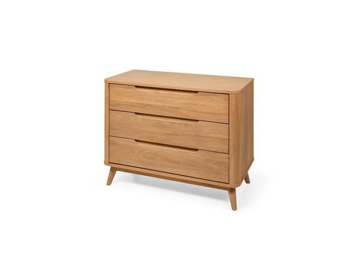 Woodek Kommode Nora, Natur Massiveiche, Beige, Holz, Echtholz,Eiche, 45x75x100 cm, Kleinmöbel, Kommoden, Kommoden