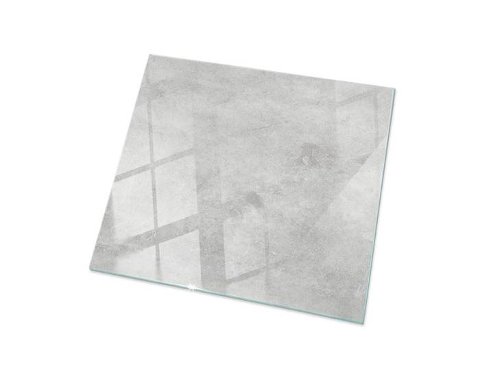 Tulup Glasplatte 50x50 cm Betonstruktur mit Kratzern, Hellgrau, Glas, Quadratisch, 50x50x0.4 cm, Esszimmer, Esstische, Tischsysteme