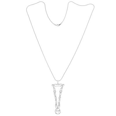 Lange Kette "Ausrufezeichen", Damen, Gr. onesize, Glas, transparent (kristall), COLLEZIONE ALESSANDRO, Basic, Halsketten, mit verschieden großen Glassteinen besetzt
