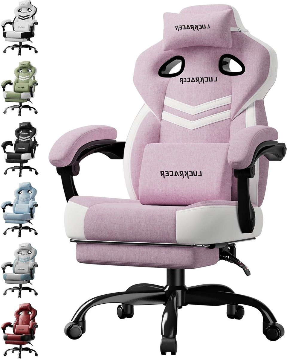 Ergonomische Gamingstoel met Traagschuimkussen in Roze