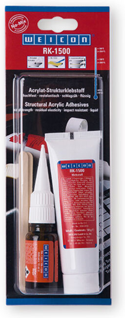 WEICON RK-1500, Acrylat-Strukturklebstoff, flüssiger No-Mix Klebstoff, 60 g, gelblich, transparent (10563860)