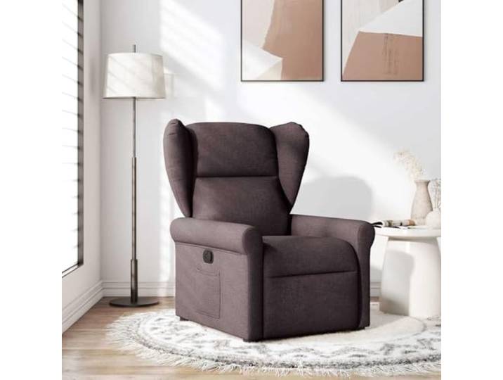 WHOPBXGAD Stoff Manuell Verstellbar Relaxsessel Braun Relaxsessel Dunkelbraun Stoff mit manueller Liegefunktion bis 135 Grad, Seitentasche, TV-Sessel für Wohnzimmer und