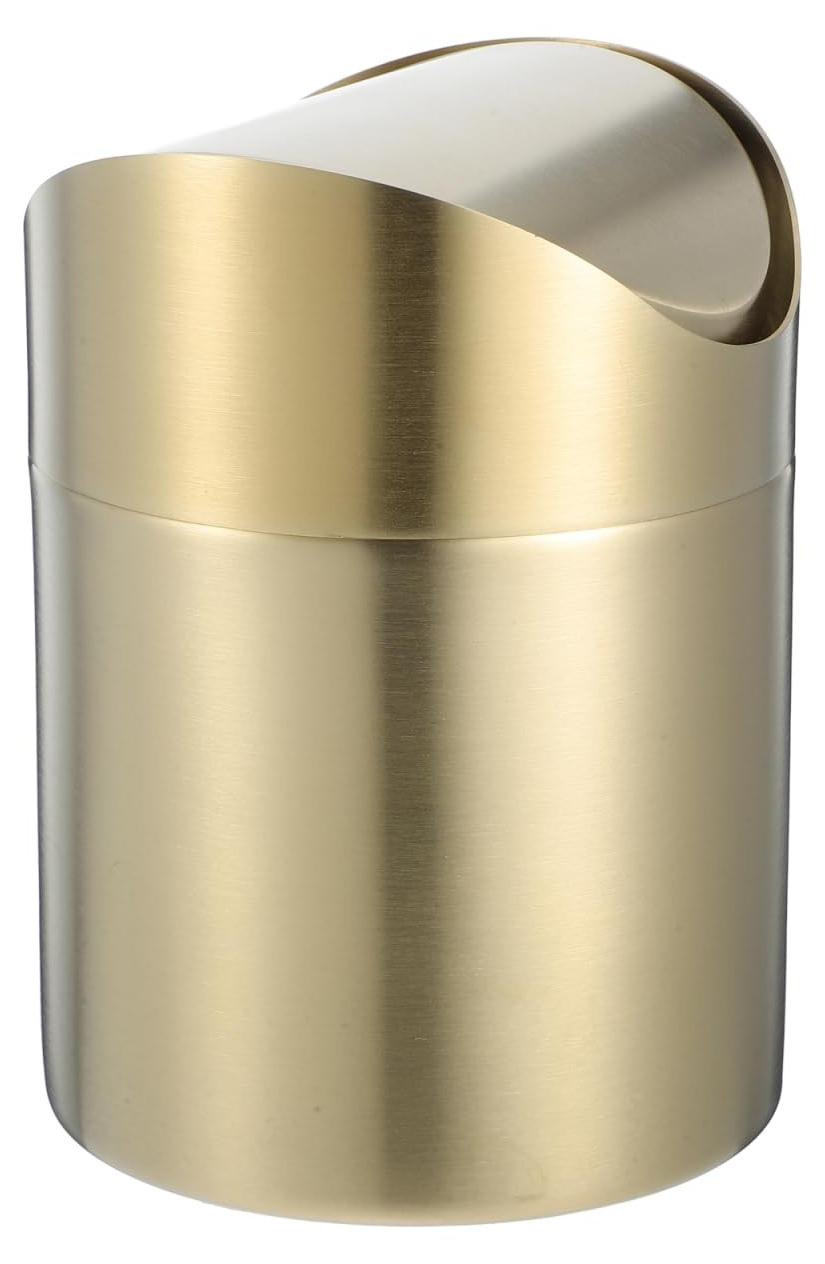 Elzusha Mini Afvalbak met Kanteldeksel, RVS, Goud
