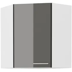Eckhängeschrank 60x60 Küche Lara Grau Glanz + Weiß matt Küchenzeile Küchenblock
