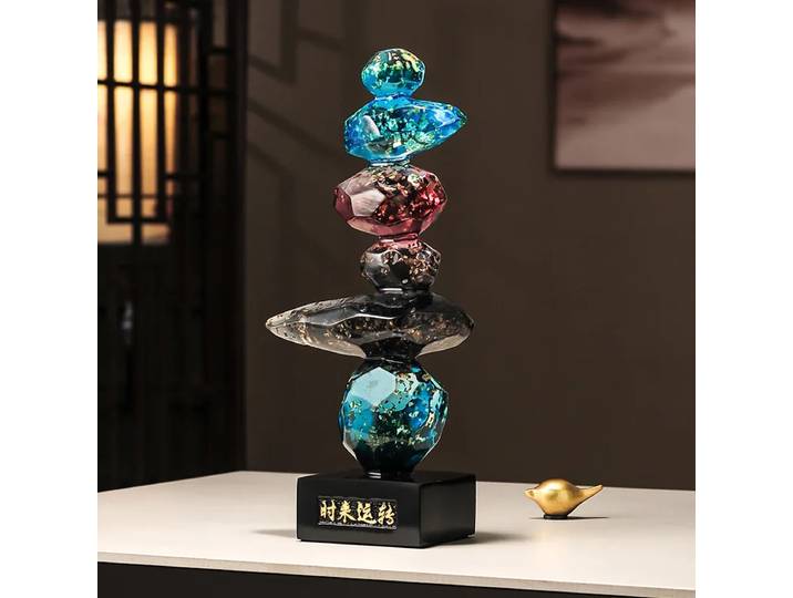 Modèle de sculpture en résine ornements, décoration de maison, chance, Feng Shui, sculptures en pierre empilées, décorations de salon et de bureau