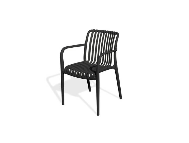 Fauteuil de jardin empilable en Polypropylène - Noir - TIAGO