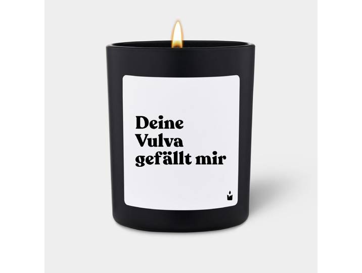 Duftkerze Schwarz Woody Deine Vulva gefällt mir