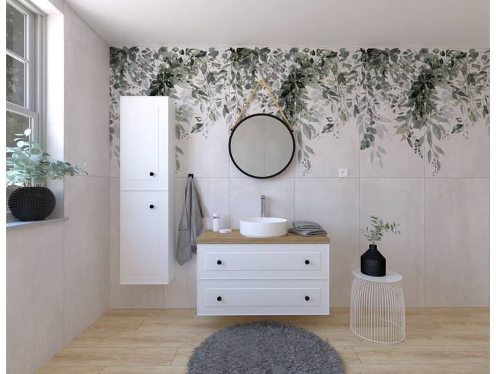 Ensemble de salle de bain avec lavabo comprenant mitigeur de lavabo, bec et siphon Naturel Forli blanc (KSETFORLI2)
