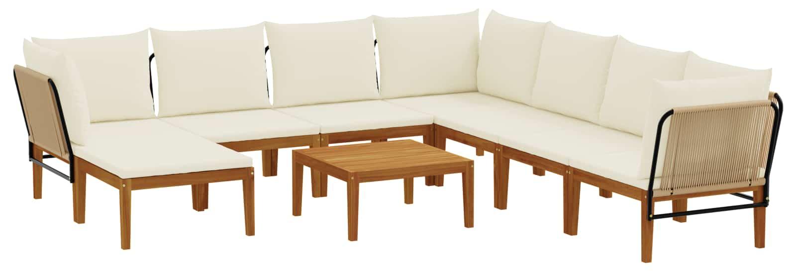 vidaXL 9 stk. Massives Akazienholz & Seil Natur