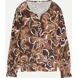 Blusenshirt mit Allover-Print Braun S
