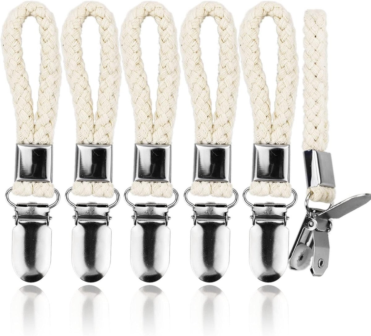 SnelShoppen Towel Hangers 6 stuks - Handige handdoekclips voor keuken en badkamer - Katoen en ijzer - 11,5 x 2,2 cm
