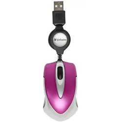 Verbatim Go Mini Optical Travel kabelgebundene Maus - Hot Pink
