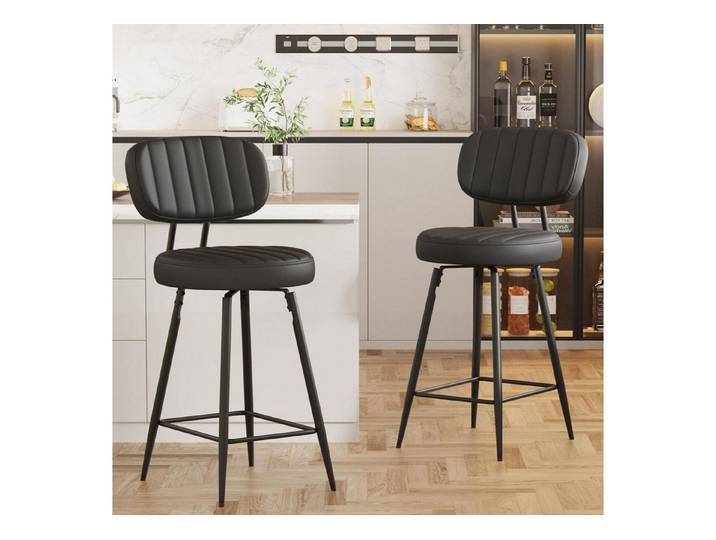 LuxusKollektion Barhocker Barhocker 2er 360Drehstuhl PULeder 66cm Sitzhöhe Schwarz 2 2 Stück
