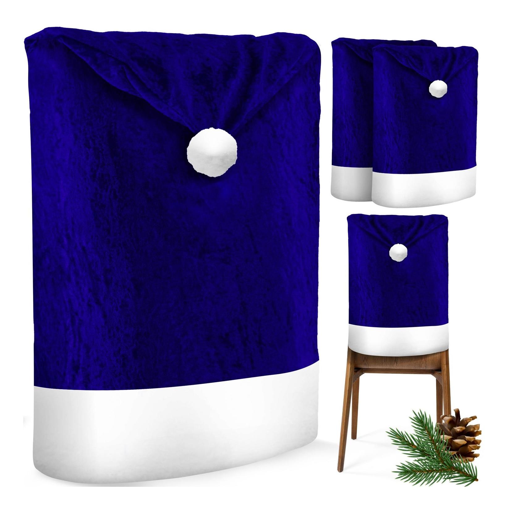 KESSER® Premium Weihnachtsstuhlüberzug Set Stuhlhussen für Weihnachten Nikolausmütze Stuhlbezug Husse Weihnachtsdeko für Stühle Überzieher - Stuhlabdeckung im weihnachtlichen Design