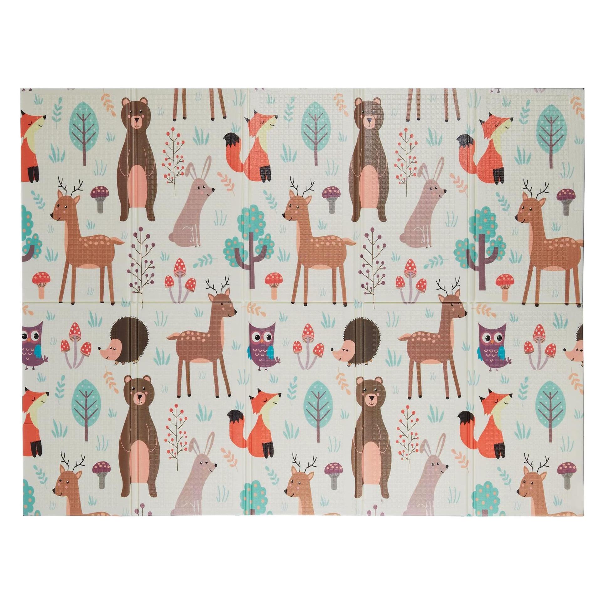 Relaxdays Faltbare Kindermatte mit Waldtieren (150 x 195 cm) (4052025326760)