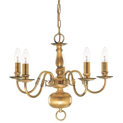 SEARCHLIGHT Kronleuchter "Hängeleuchte Flemish, 5-flammig", gold (antikmessing), 5, Ø 52cm H: 42cm, 1 Stk., Leuchten, Klassisches Ambiente, Kronleuchter