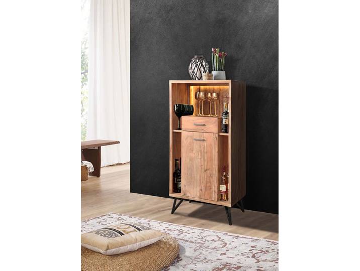 Highboard inkl.Beleuchtung 72x150cm 'Hunter' Akazie massiv