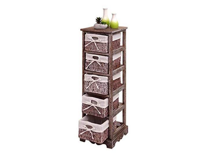 Mendler Regal mit 5 Korbschubladen 90x25x28cm - braun Kommode, Shabby-Look, Vintage