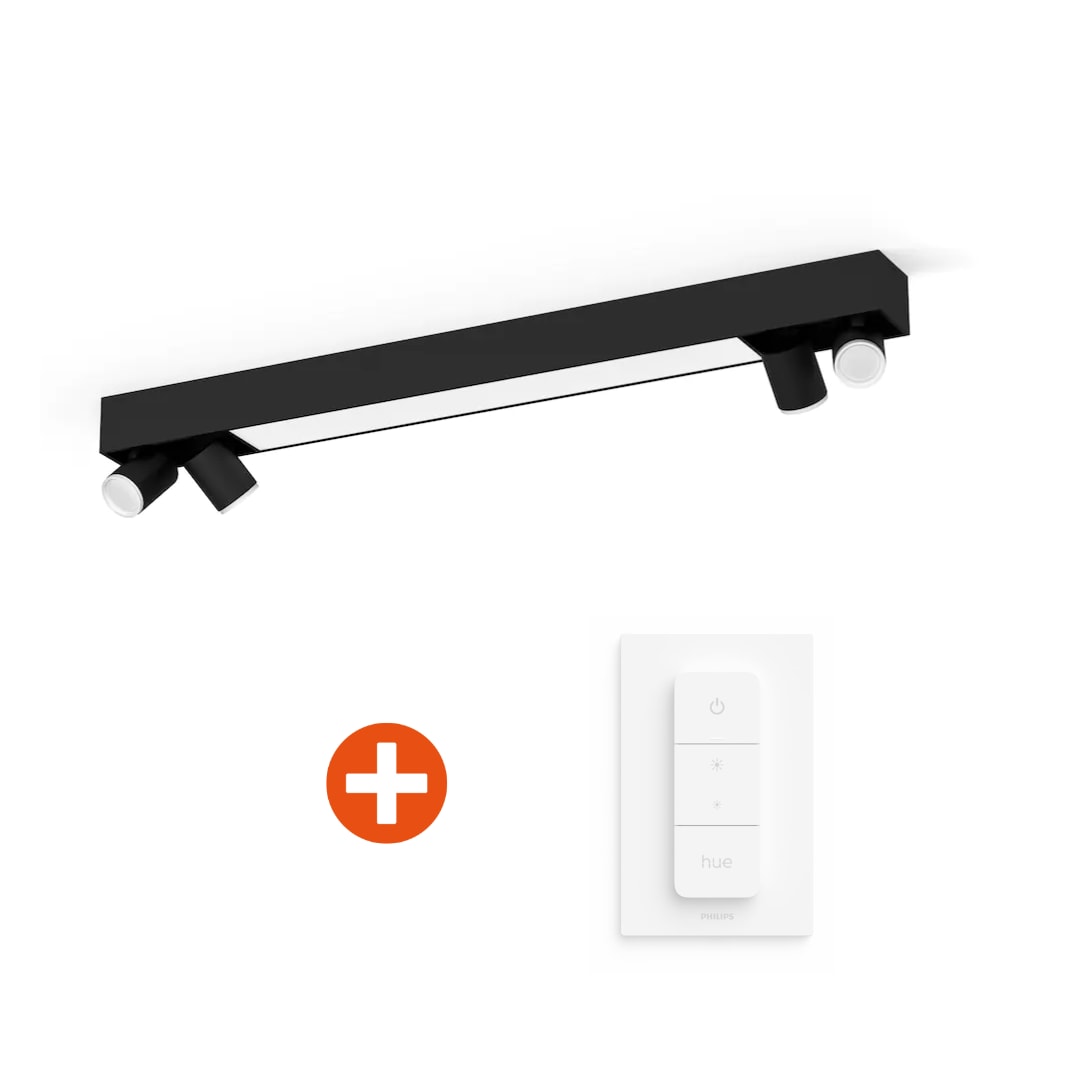 Philips Hue White & Color Amb. BT Centris Spot 4 flg. sw 4200lm & Dimmschalter