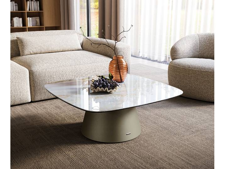 Couchtisch Edge Boot 90x90 cm Keramik Onyx Pearl Borna Effektfinish Titan, Couchtische