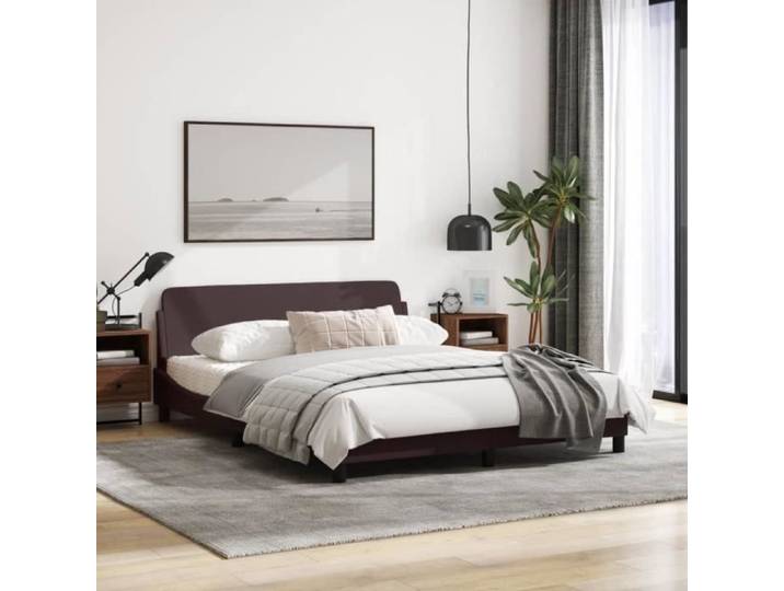 Cadre de lit - OMABETA - CWT09016 - 160x200 cm - Tissu durable - Marron foncé