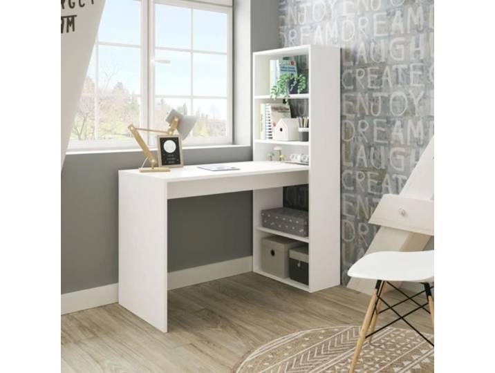 Bureau avec étagères de rangement 120x53x144 cm blanc